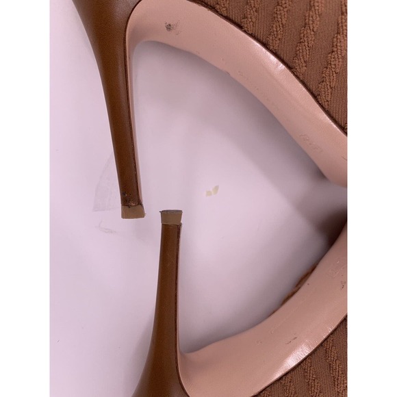 GIANVITO ROSSI - Katie 85 Leather/Knit Sock Bootie Brown Boots - EU 41 - Picture 9 of 12